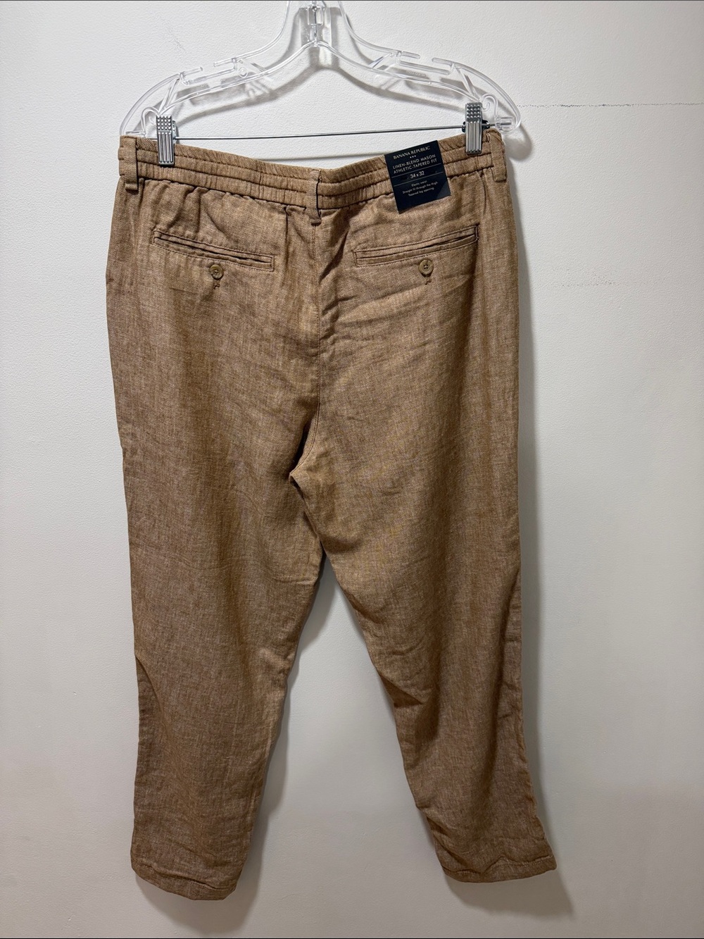 NWT Banana Republic Men’s Linen Blend Mason Athletic Tapered Fit TAN Pant 34x28 - Picture 4 of 11
